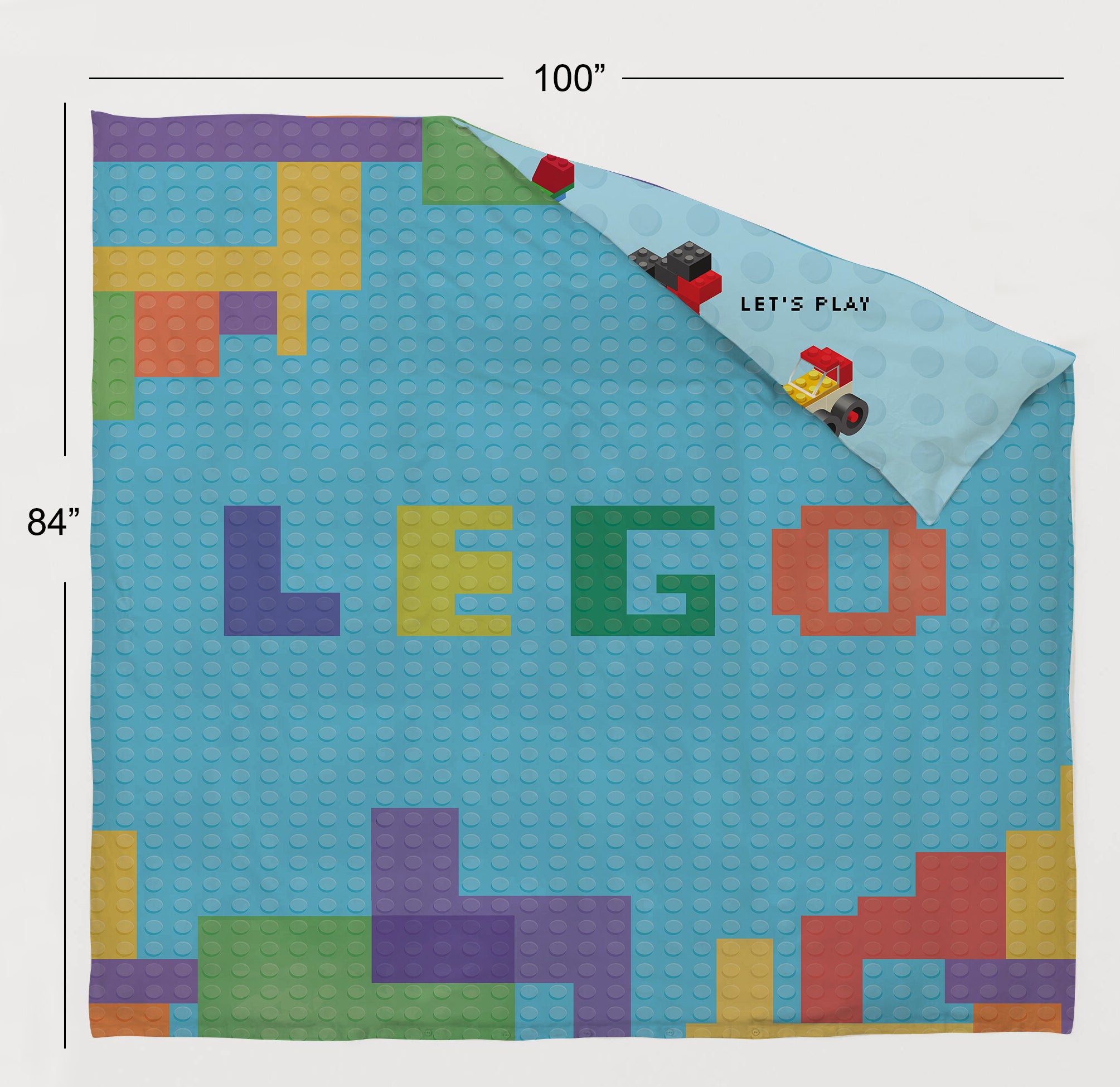 Lego Room Combo – King Size Bedsheet + Reversible Kids Double Quilt