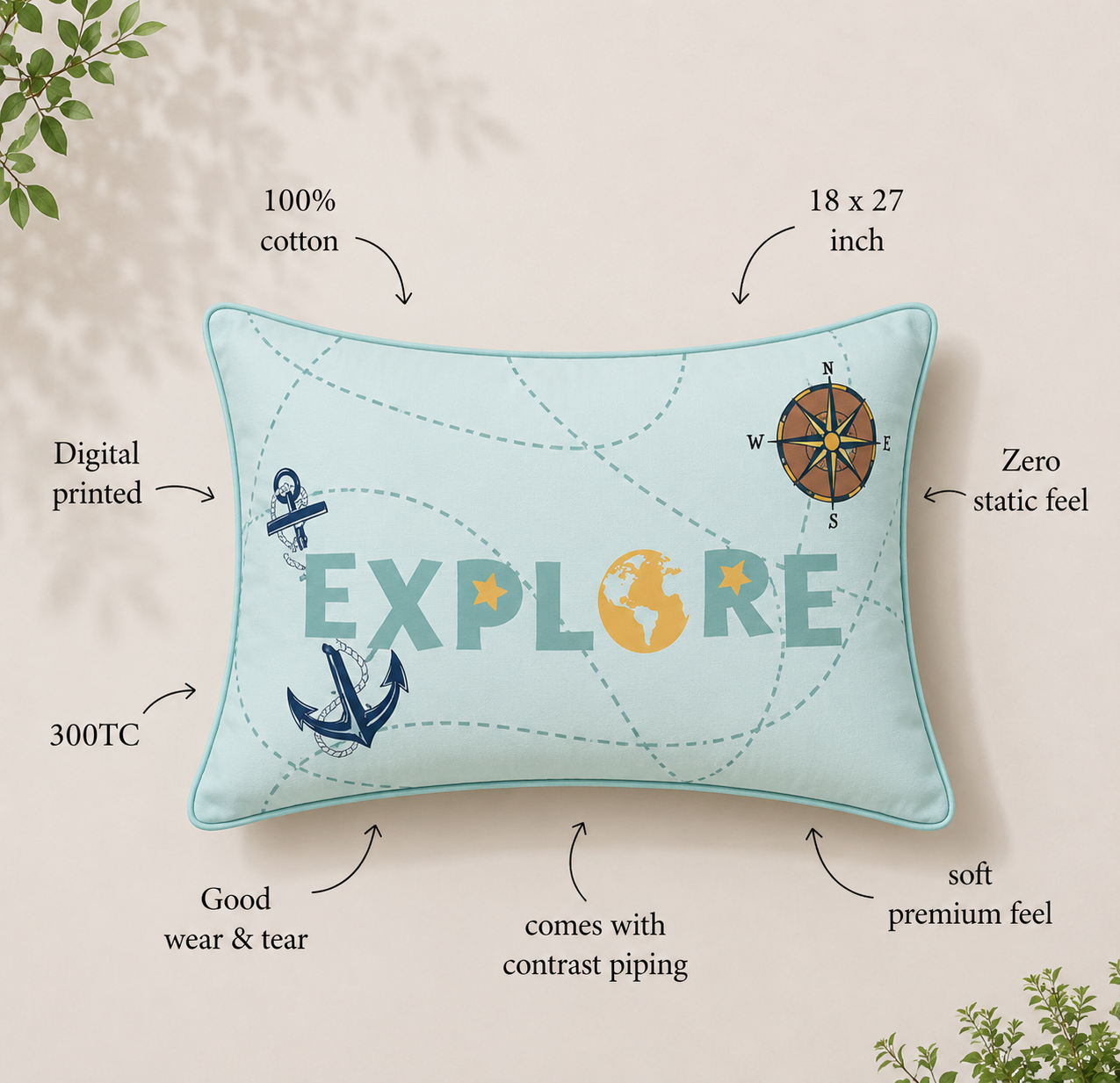 World Map 100% Cotton Single Bedsheet – 300 TC