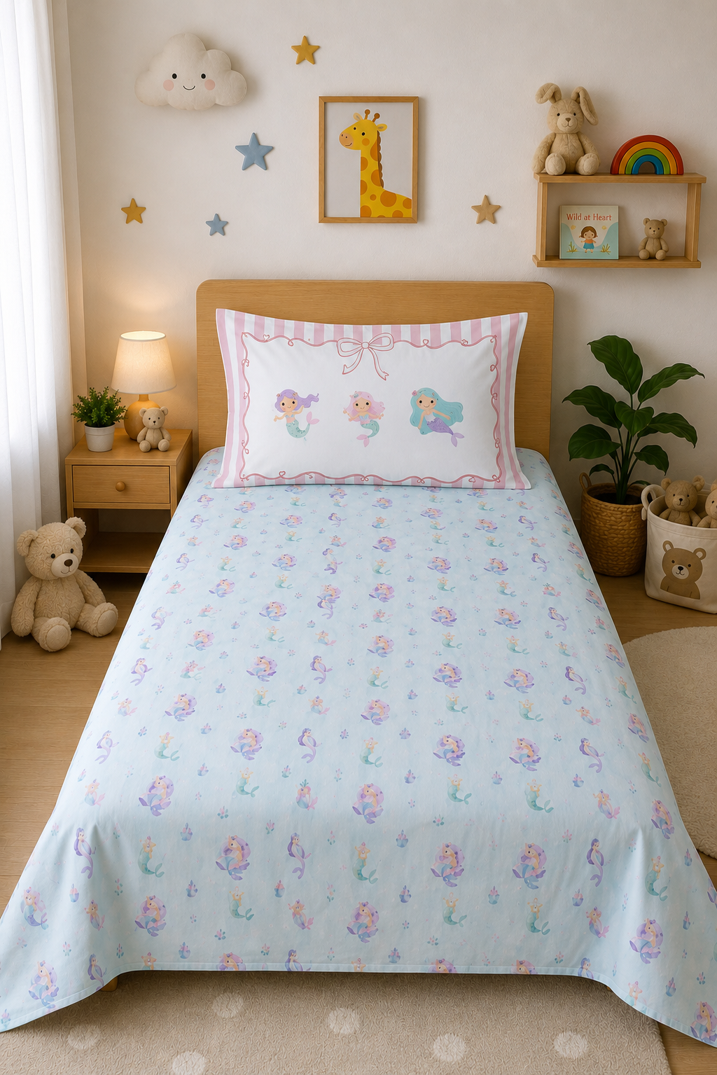 The Little Mermaid 100% Cotton Single Bedsheet – 300 TC