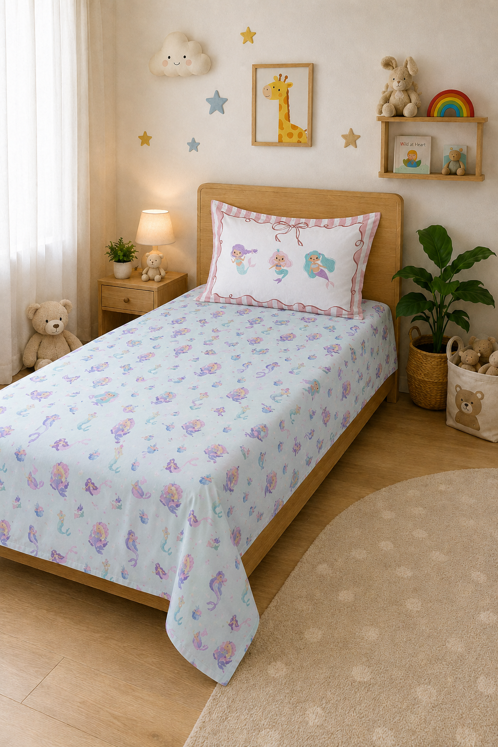 The Little Mermaid 100% Cotton Single Bedsheet – 300 TC