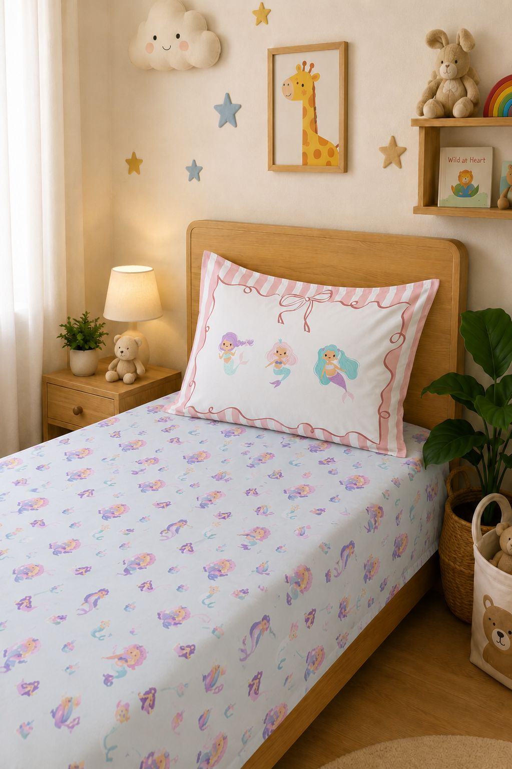 The Little Mermaid 100% Cotton Single Bedsheet – 300 TC