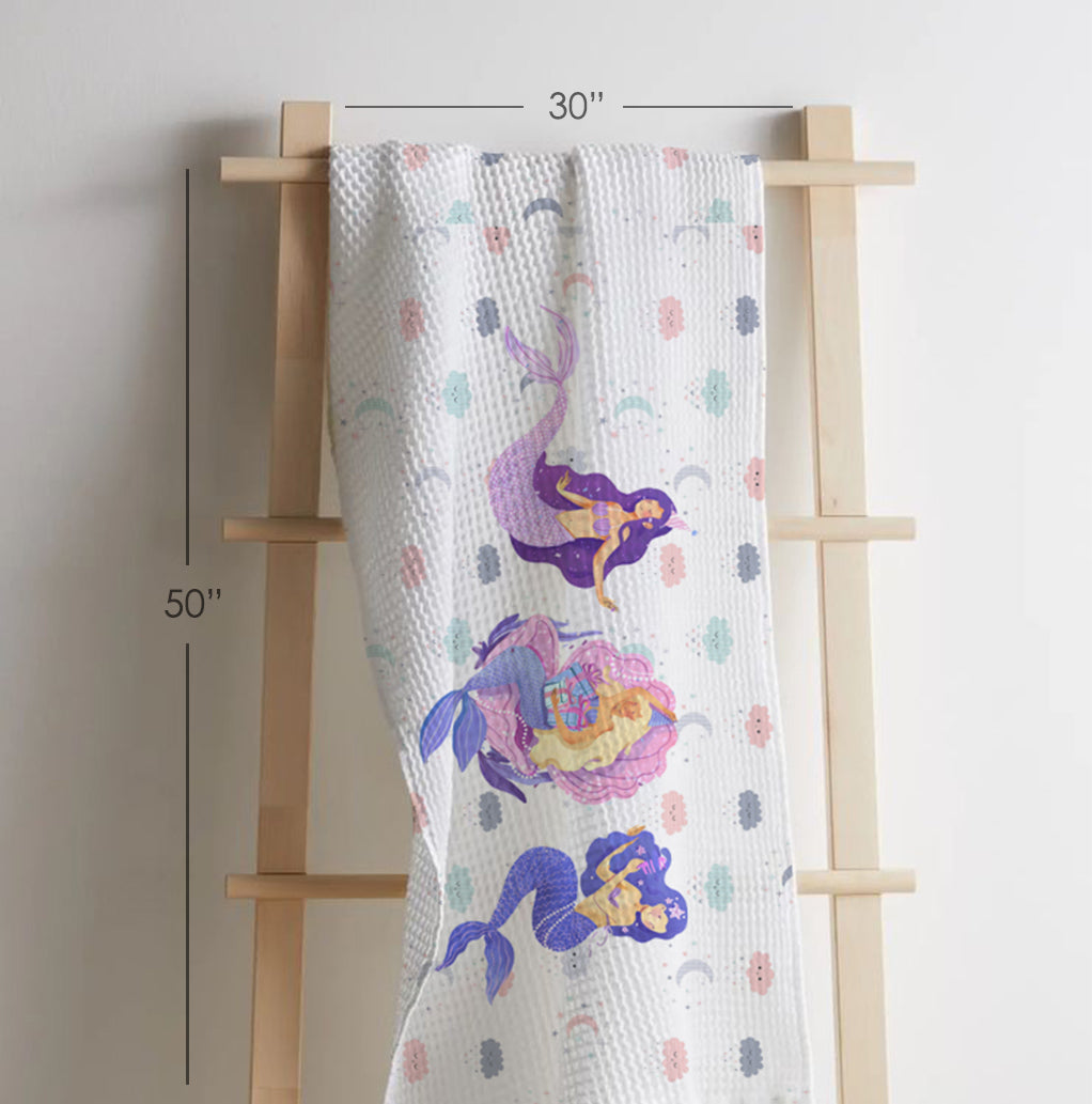 Mermaid Waffle Bath Towel – 100% Cotton