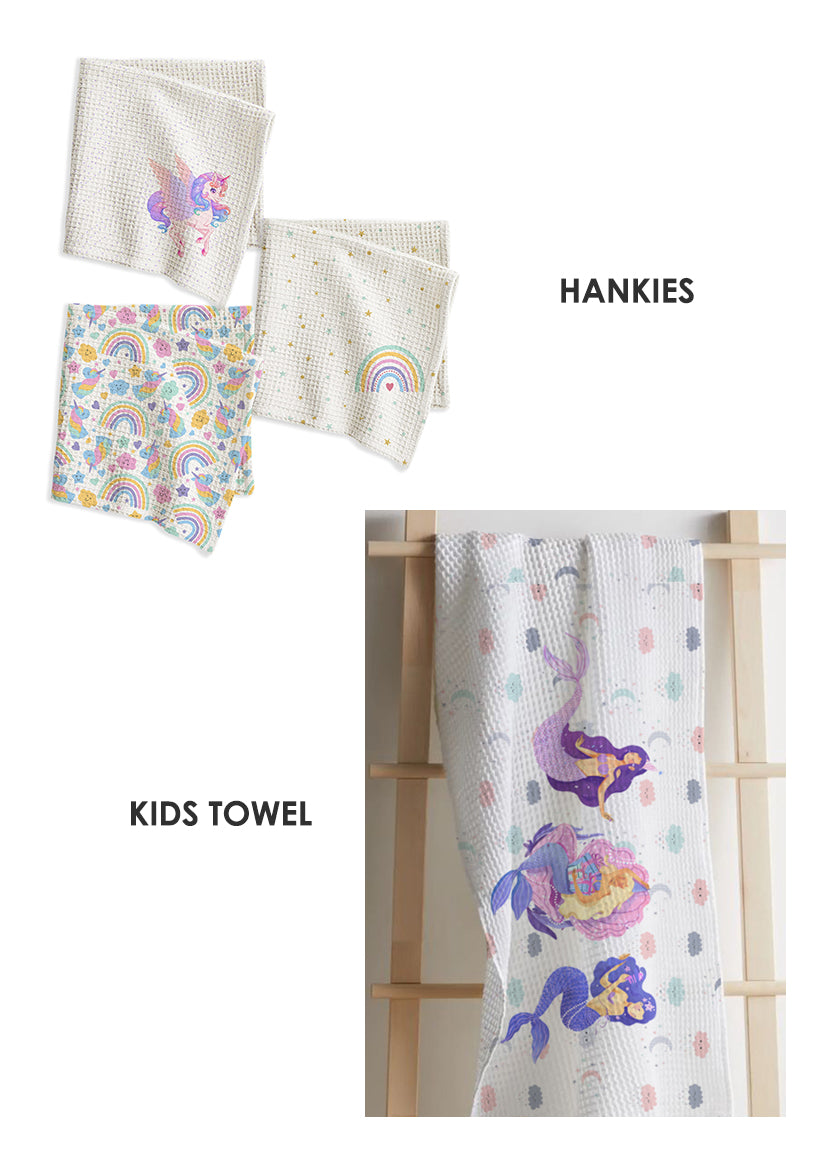 Mermaid Kids Bath Linen Combo – Kids Towel + Hankies