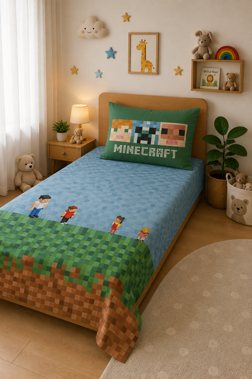 Minecraft 100% Cotton Single Bedsheet – 300 TC
