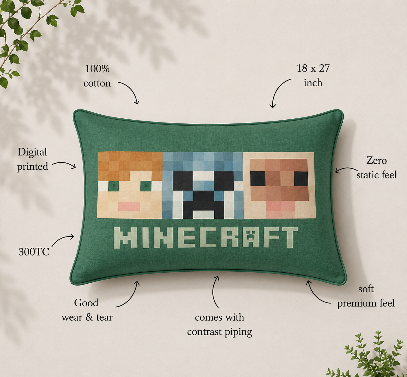 Minecraft 100% Cotton Double Bedsheet