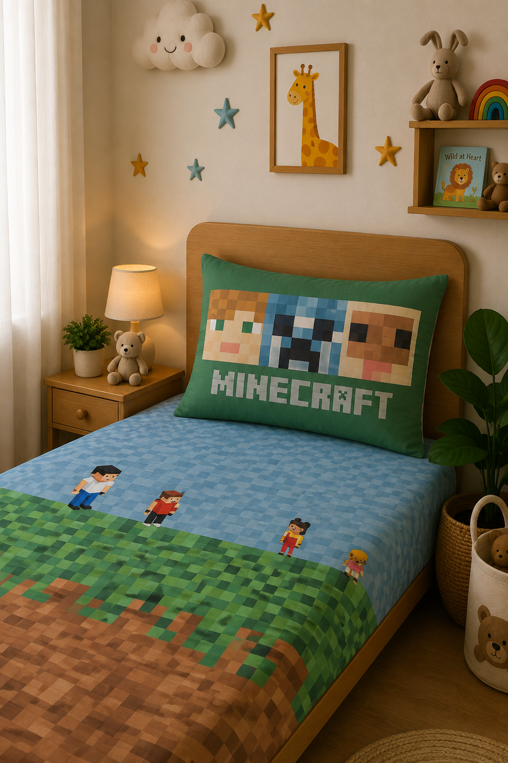 Minecraft Kids Single Bedsheet & Dohar Combo