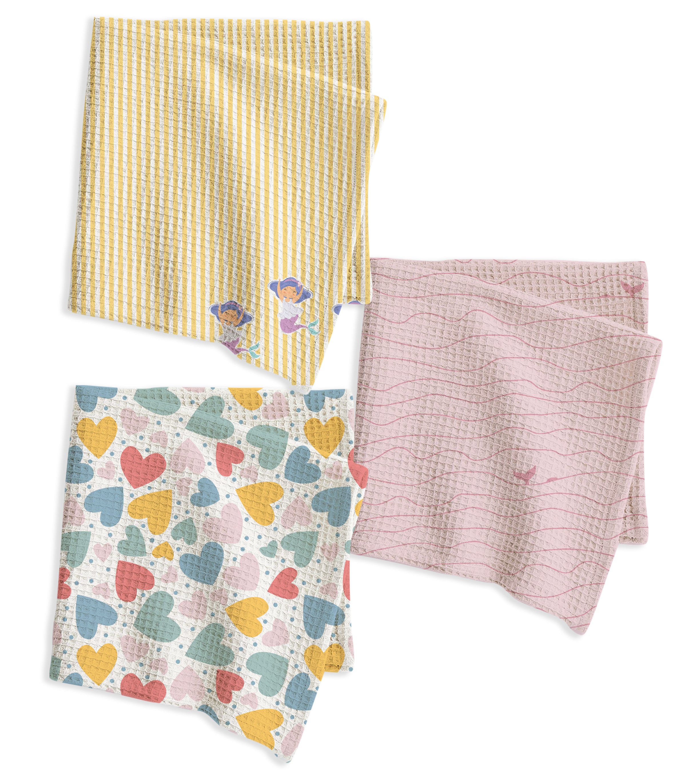 Mermaid Waffle Cotton Hankies – Set of 3