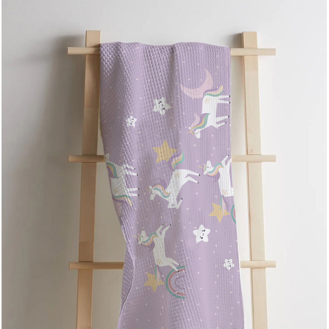 Unicorn Waffle Bath Towel – 100% Cotton