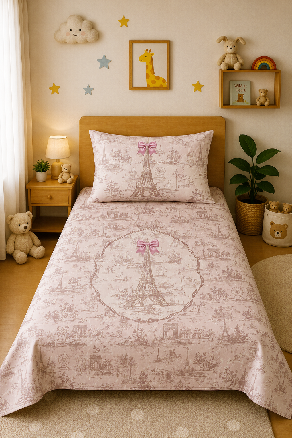 A Day In Paris 100% Cotton Single Bedsheet – 300 TC