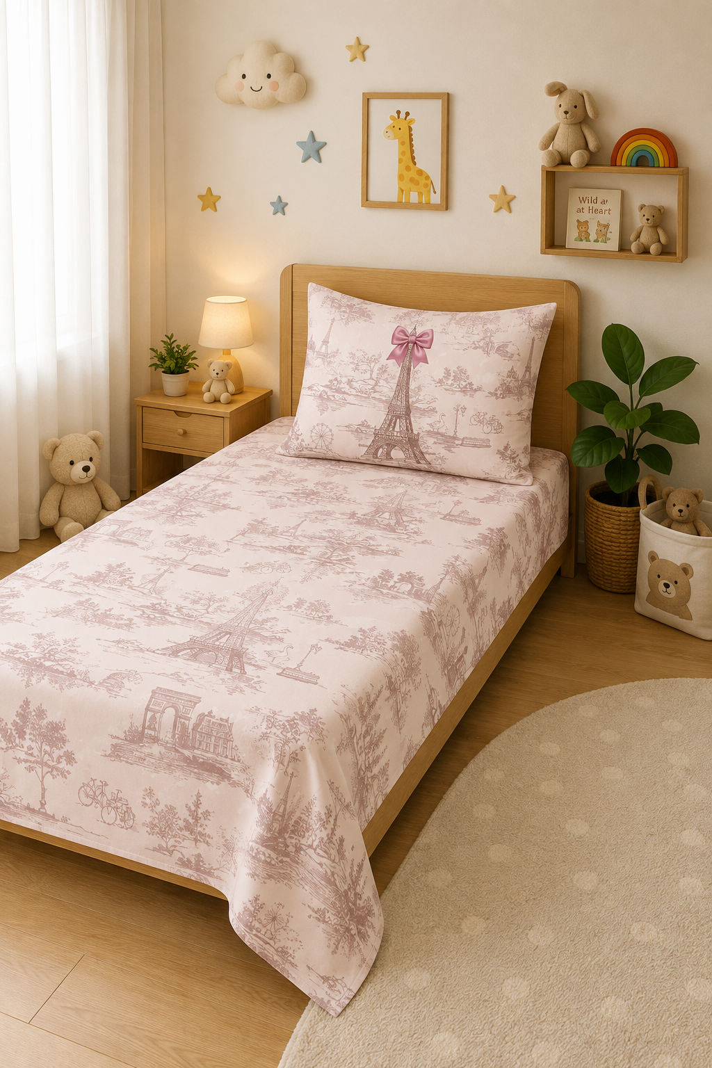 A Day In Paris 100% Cotton Single Bedsheet – 300 TC