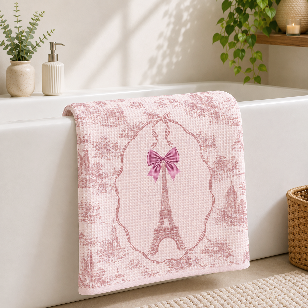 A day In Paris Waffle Bath Towel – 100% Cotton