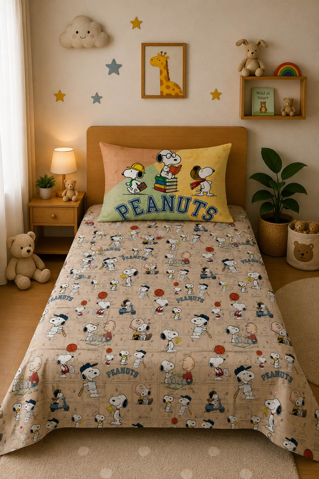 Peanuts 100% Cotton Single Bedsheet – 300 TC