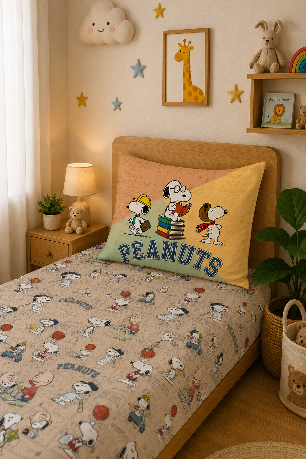 Peanuts 100% Cotton Single Bedsheet – 300 TC