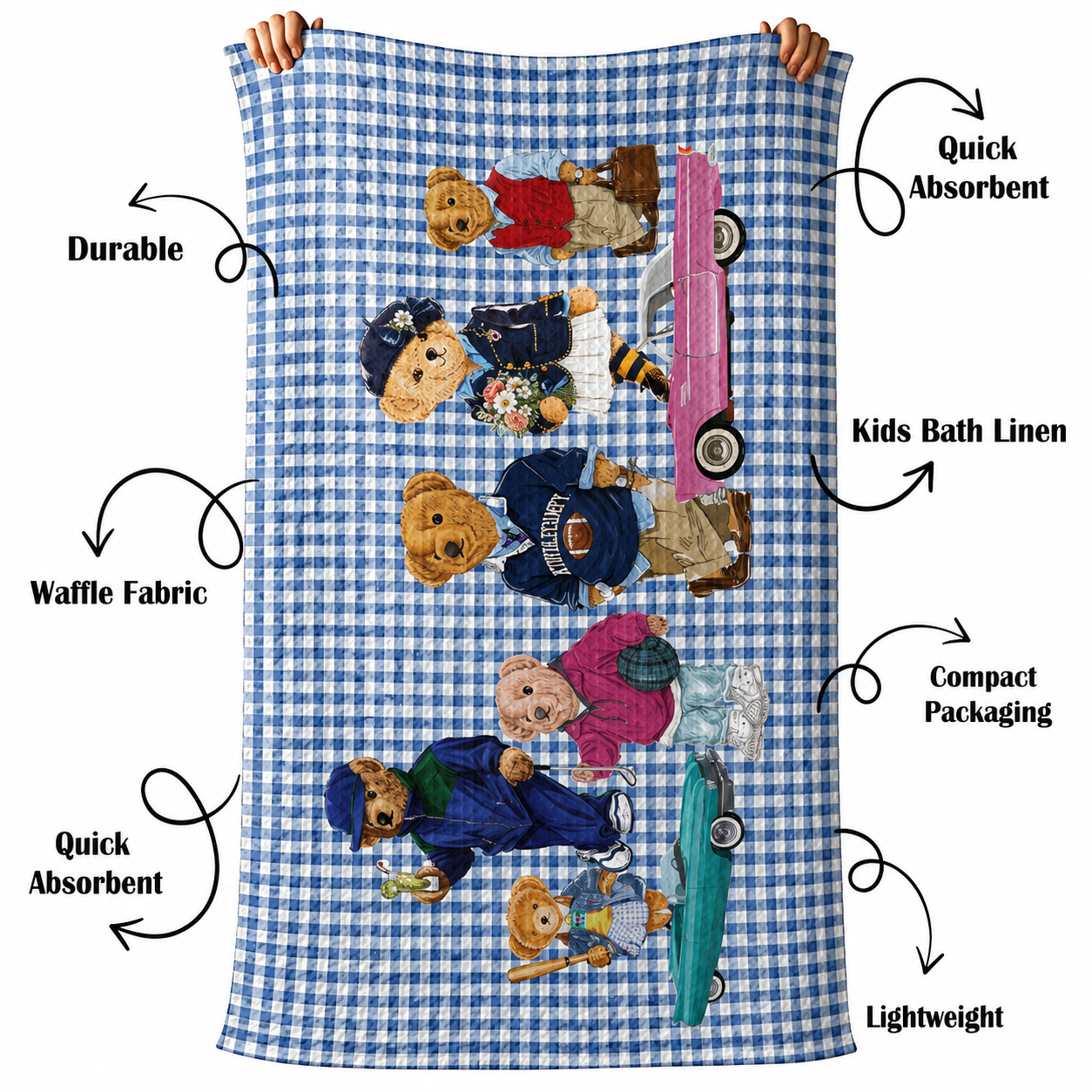Polar Bear Waffle Bath Towel – 100% Cotton