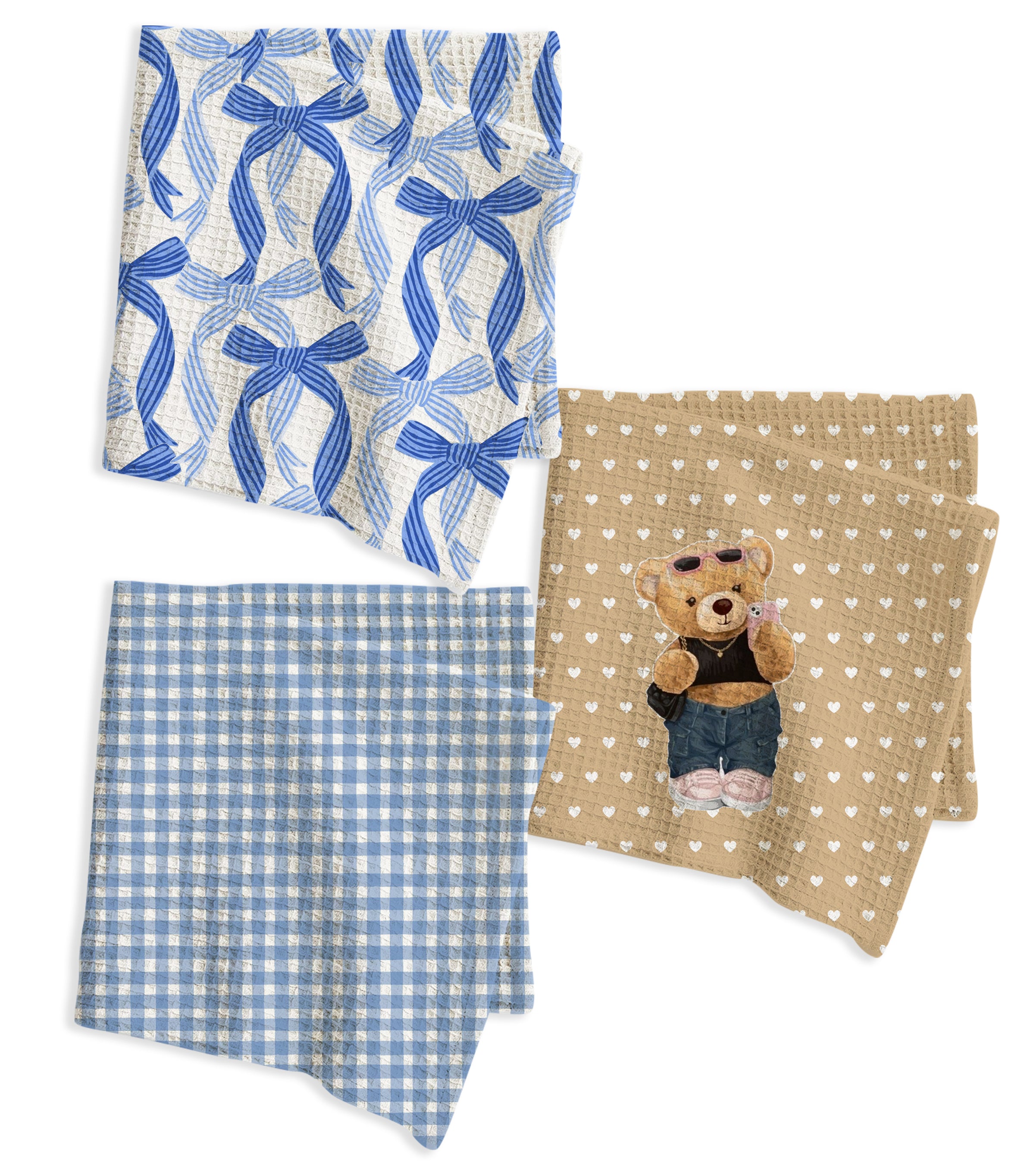 Polar Bear Waffle Cotton Hankies – Set of 3