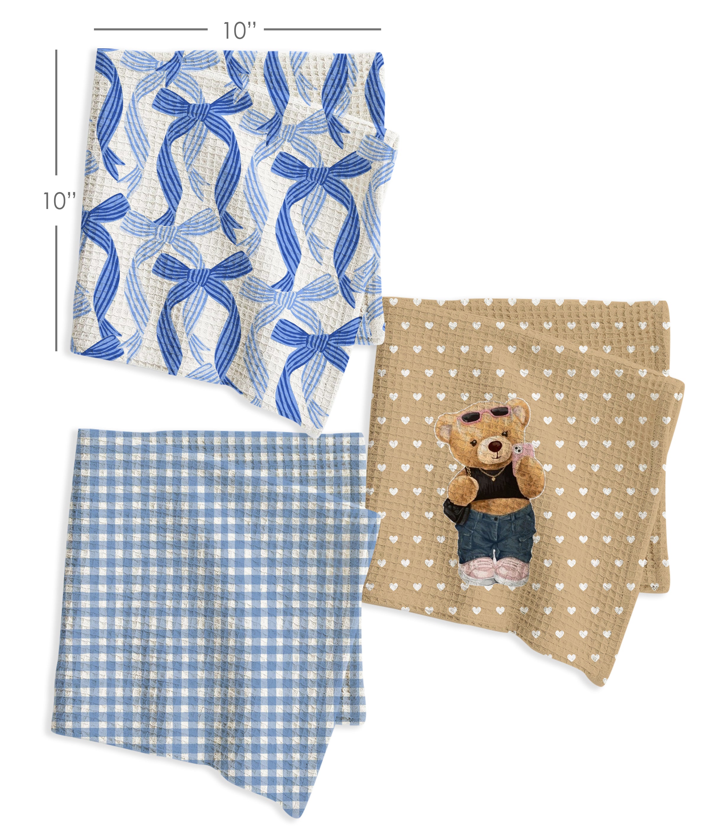 Polar Bear Waffle Cotton Hankies – Set of 3