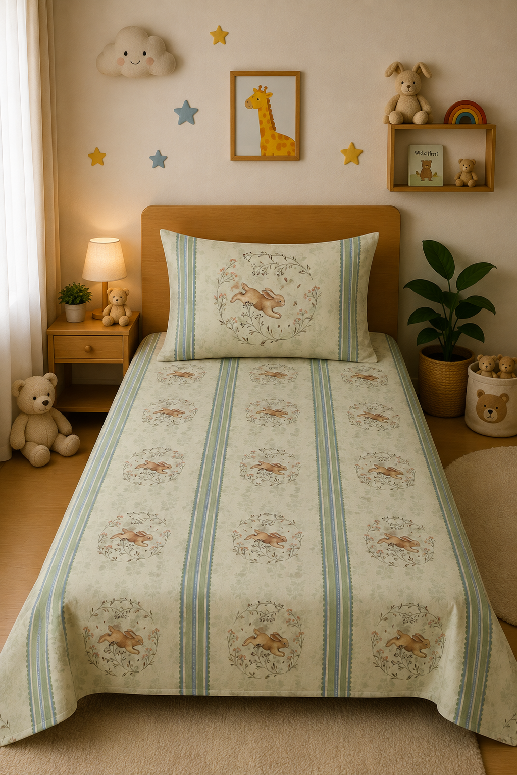 Peter Rabbit 100% Cotton Single Bedsheet – 300 TC