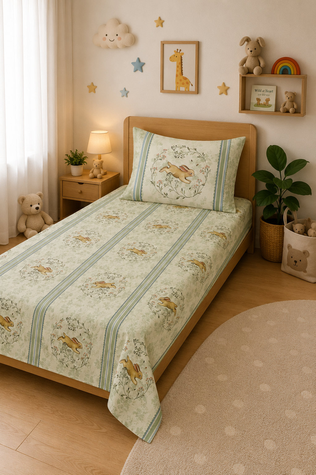 Peter Rabbit 100% Cotton Single Bedsheet – 300 TC