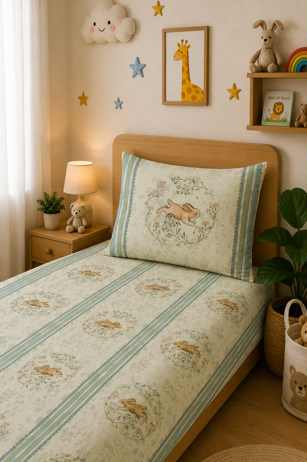 Peter Rabbit 100% Cotton Single Bedsheet – 300 TC