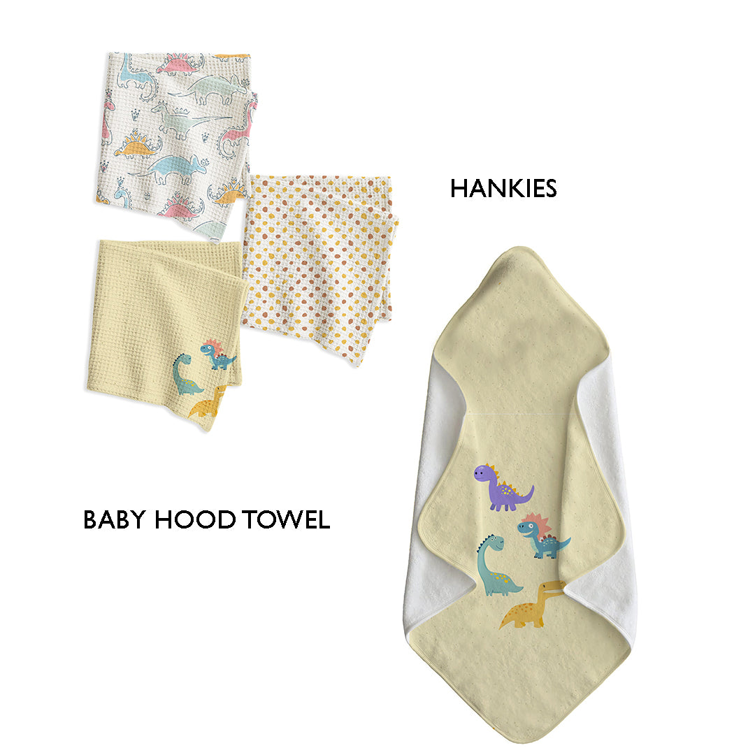 Dinosaur Kids Bath Linen Combo – Hood Towel + Hankies