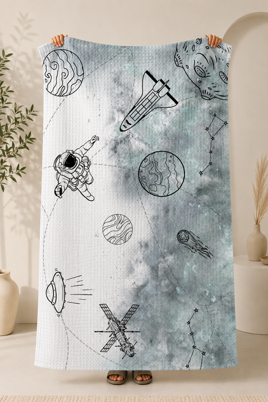 Astronaut Waffle Bath Towel – 100% Cotton