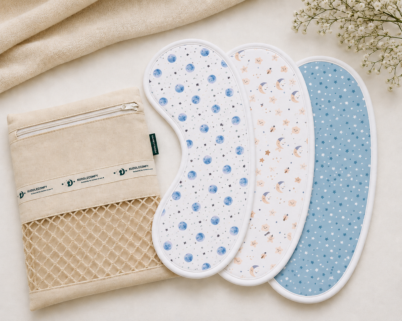 Space Muslin Burp Cloth – Set of 3 | Ultra-Soft & Absorbent