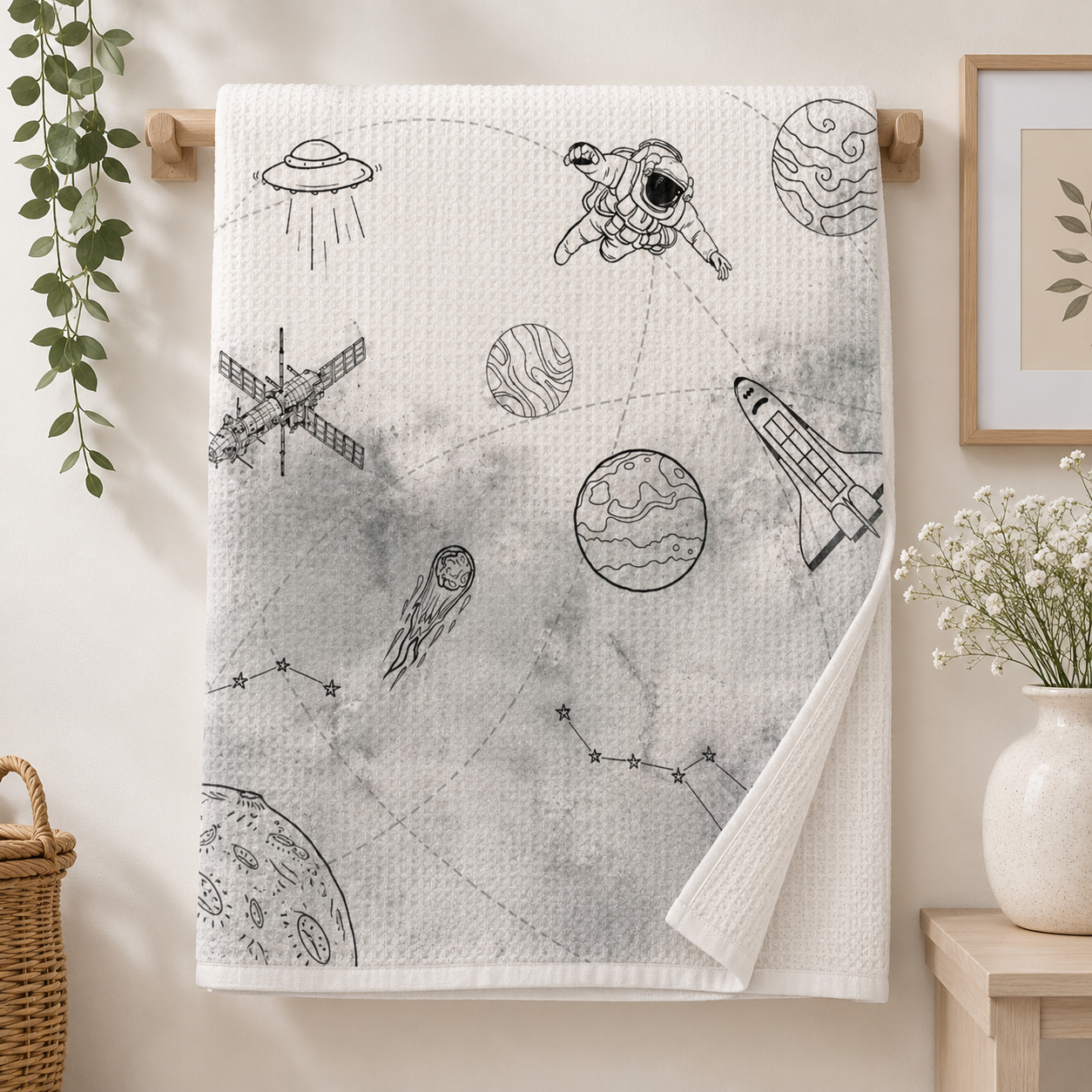 Astronaut Waffle Bath Towel – 100% Cotton