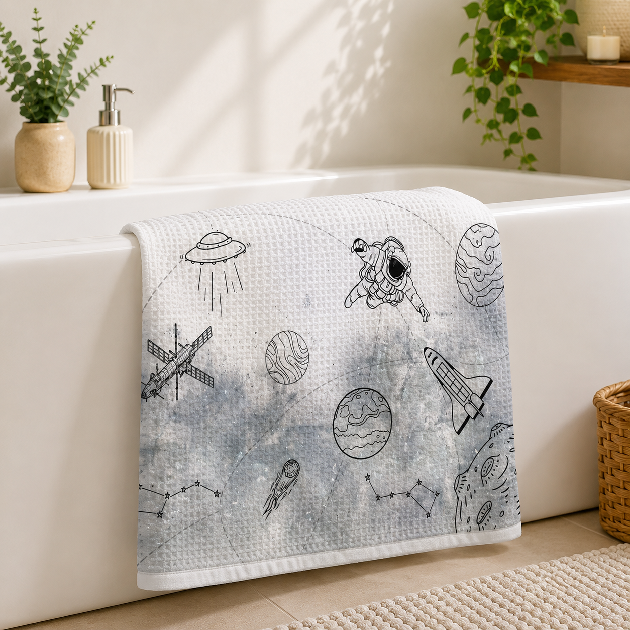 Astronaut Waffle Bath Towel – 100% Cotton