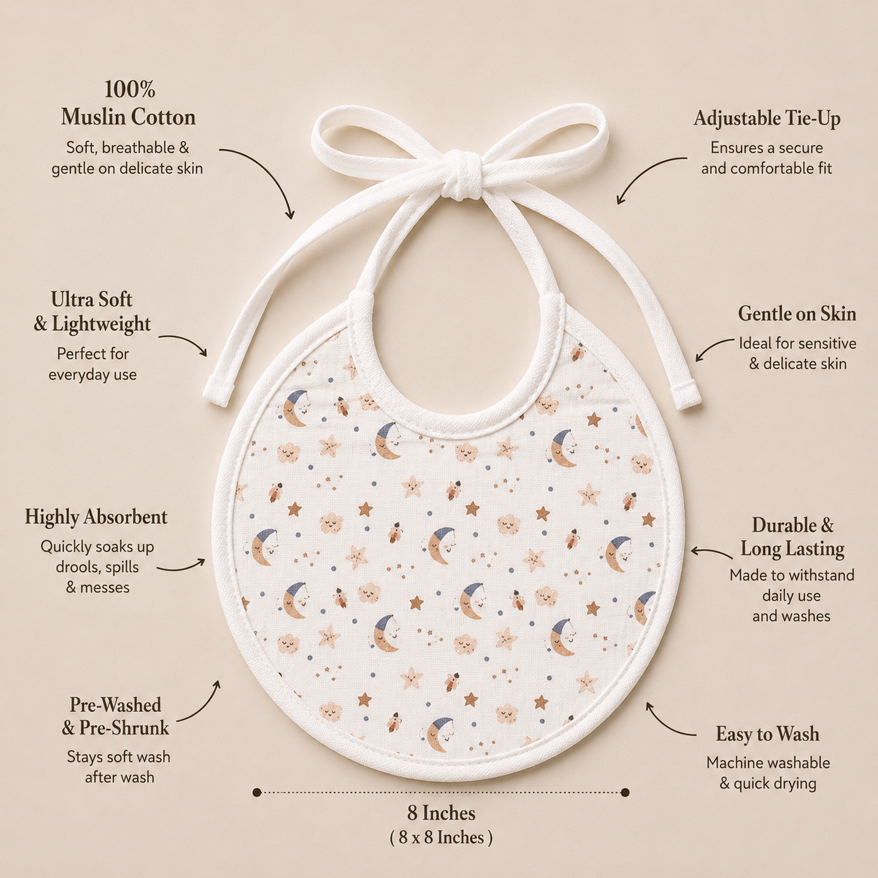 Space Muslin Bib – Set of 3