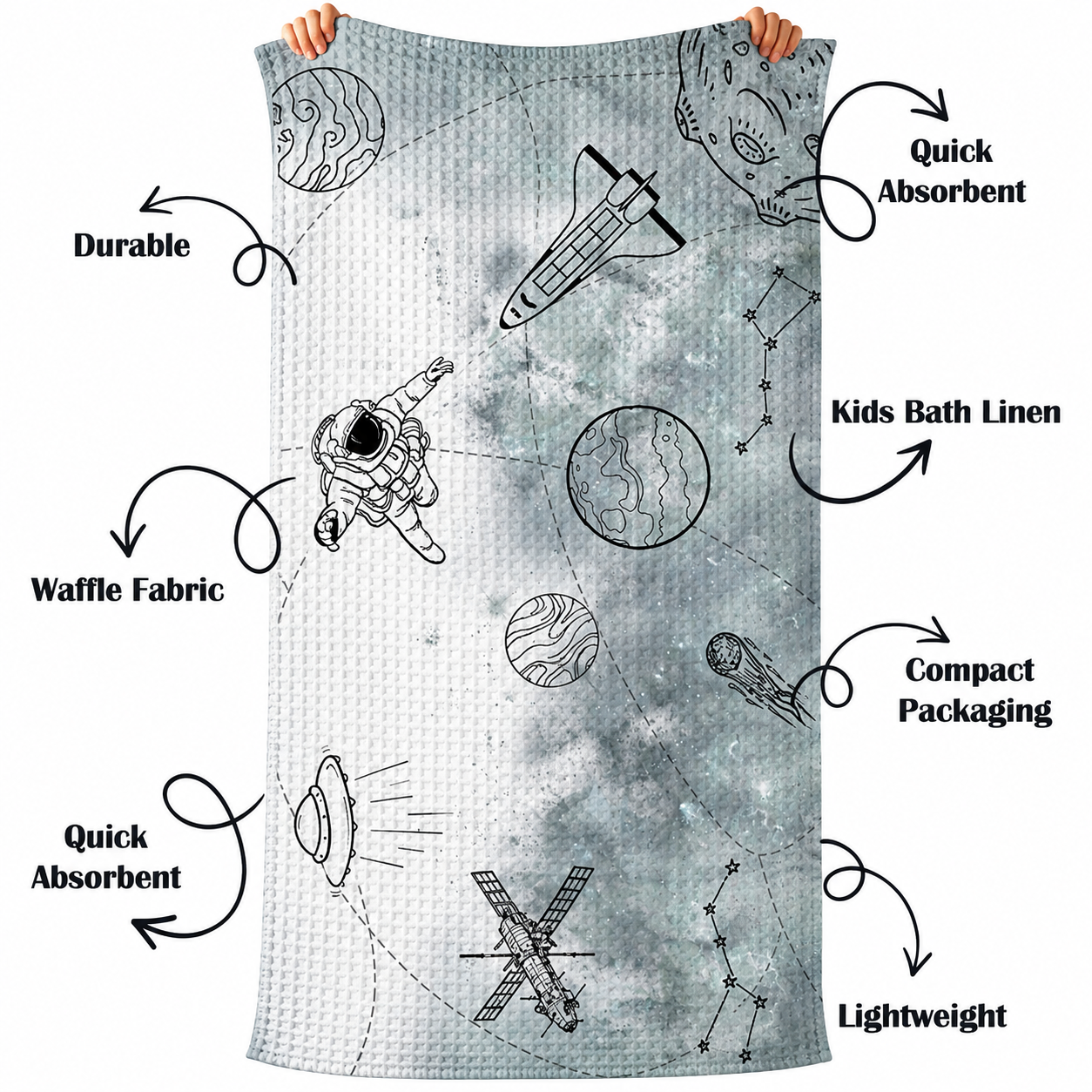 Astronaut Waffle Bath Towel – 100% Cotton