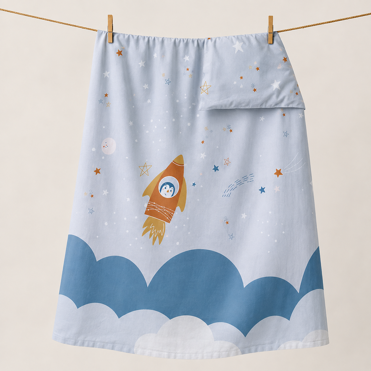 The Space Station 100% Cotton Single Bedsheet – 300 TC