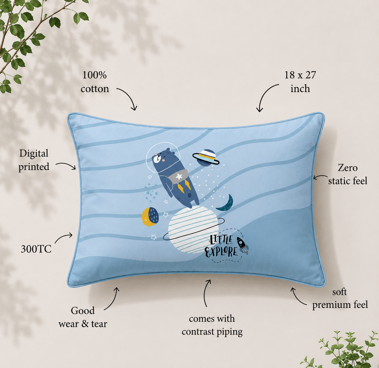 The Space Station 100% Cotton Single Bedsheet – 300 TC