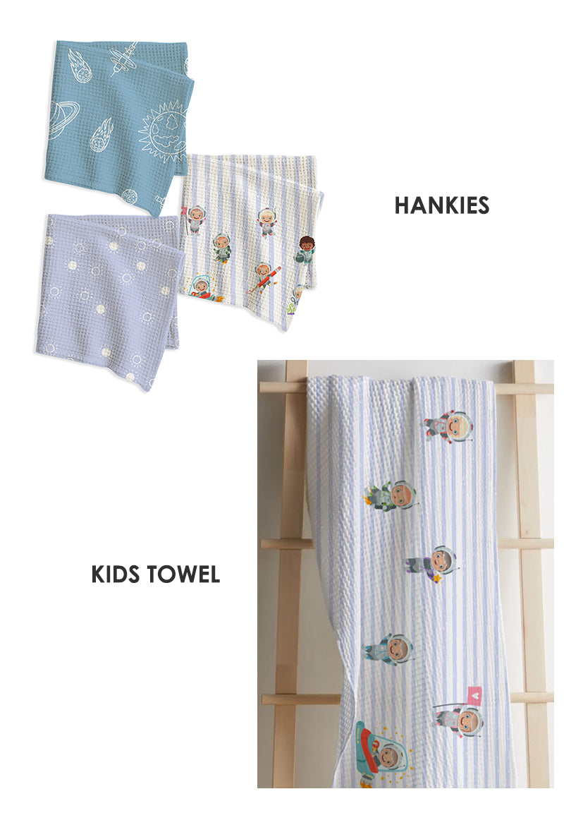 Space Kids Bath Linen Combo – Kids Towel + Hankies
