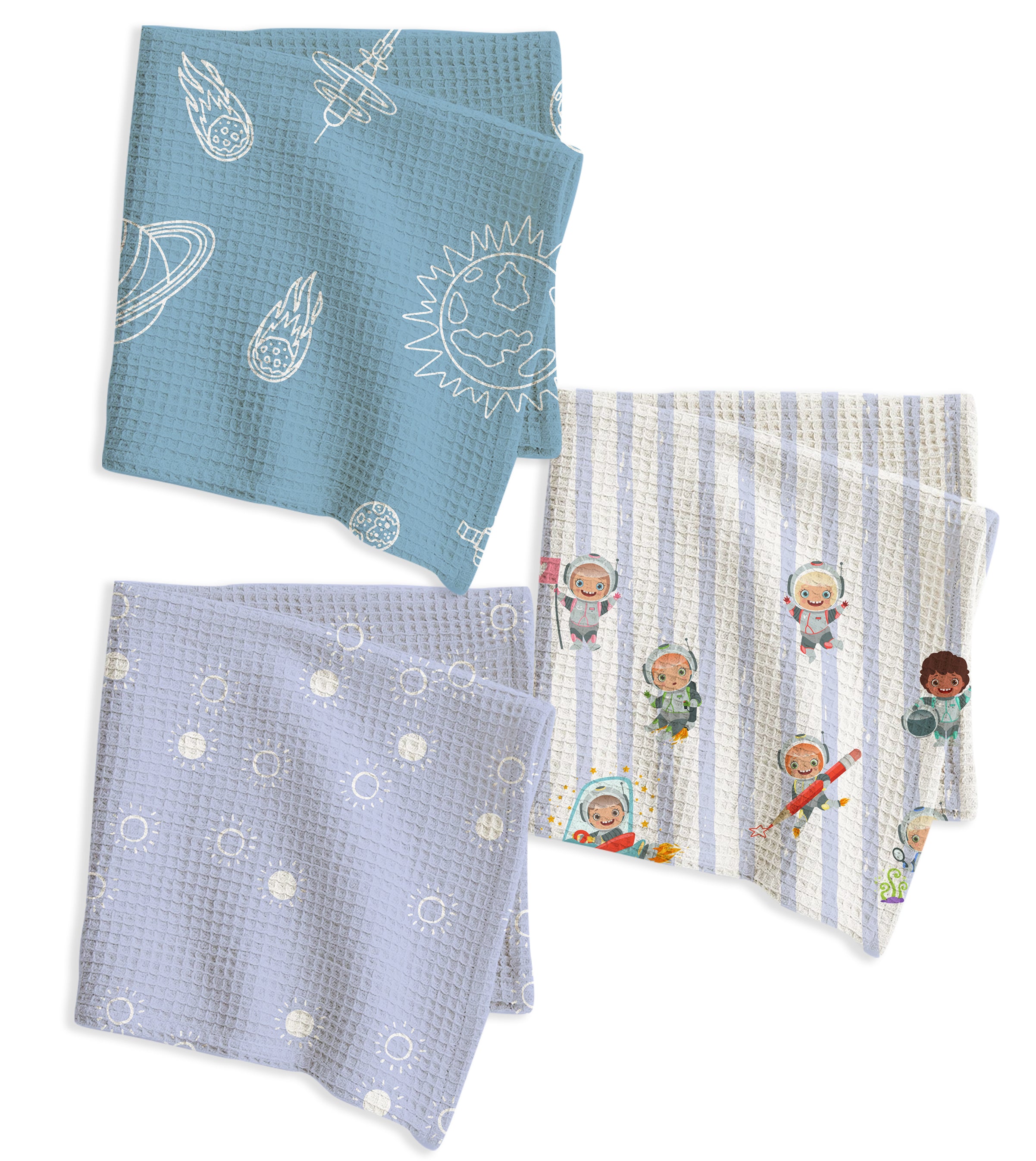 Space Waffle Cotton Hankies – Set of 3