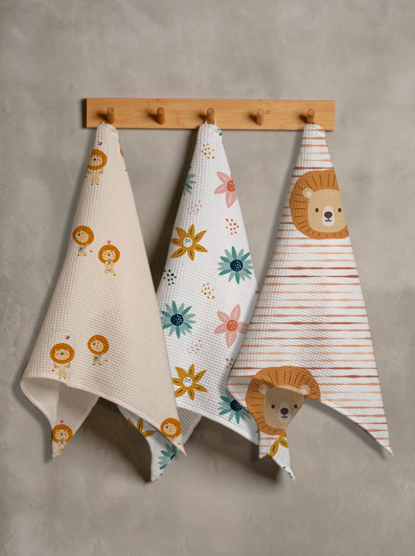 Jungle Waffle Hand Towel Set – Set of 3
