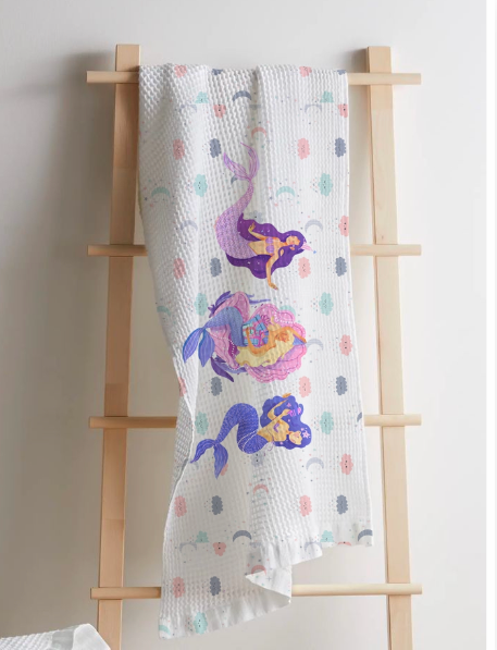 Mermaid Waffle Bath Towel – 100% Cotton
