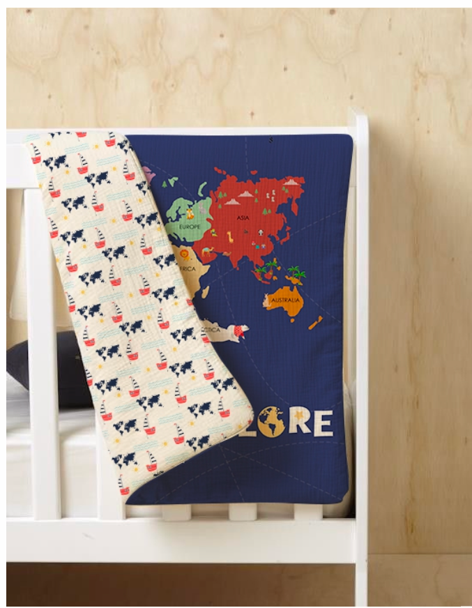 Map Reversible Kids Single Quilt