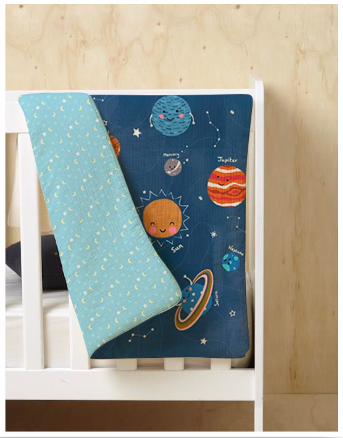 Space Reversible Kids Single Quilt