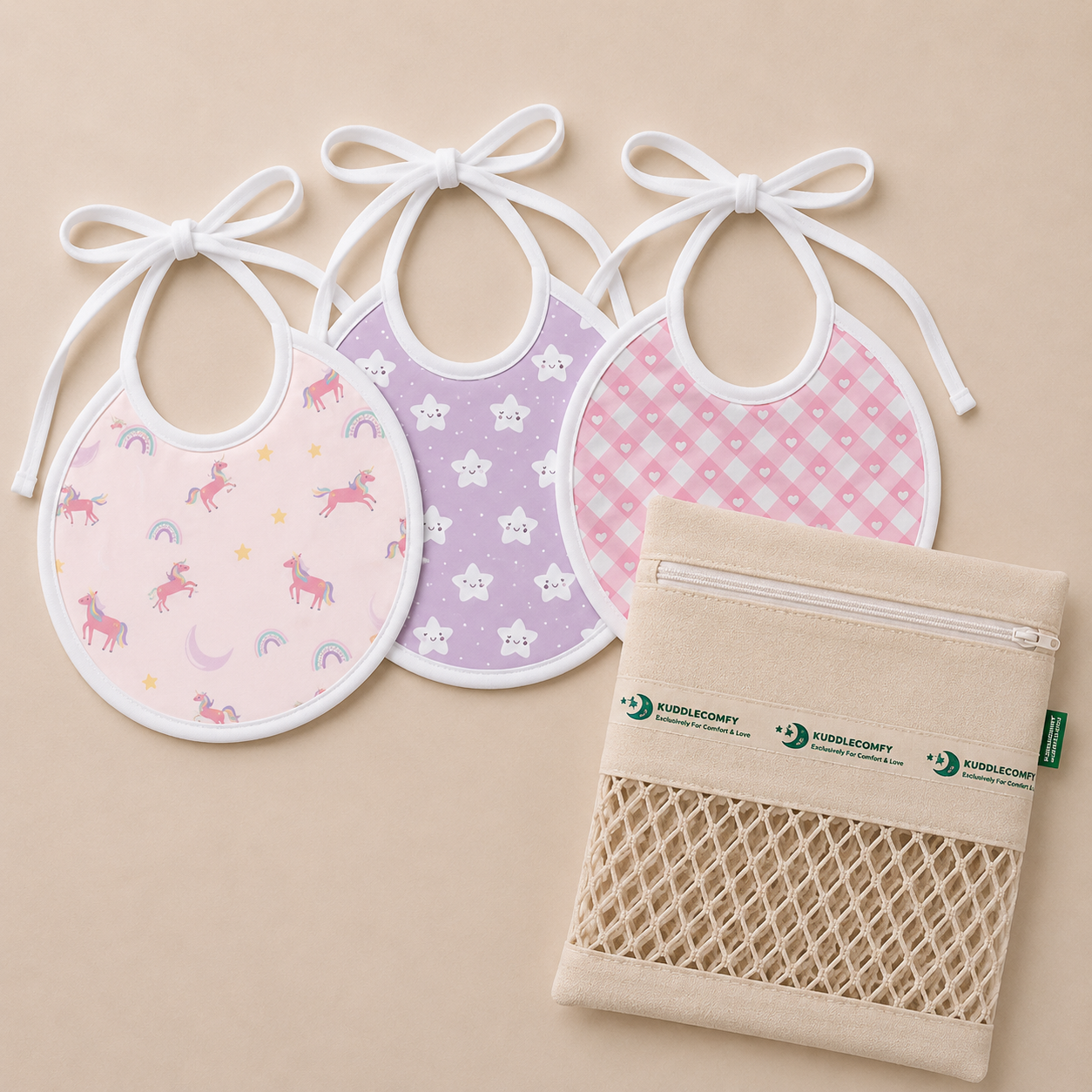 Unicorn Muslin Bib – Set of 3