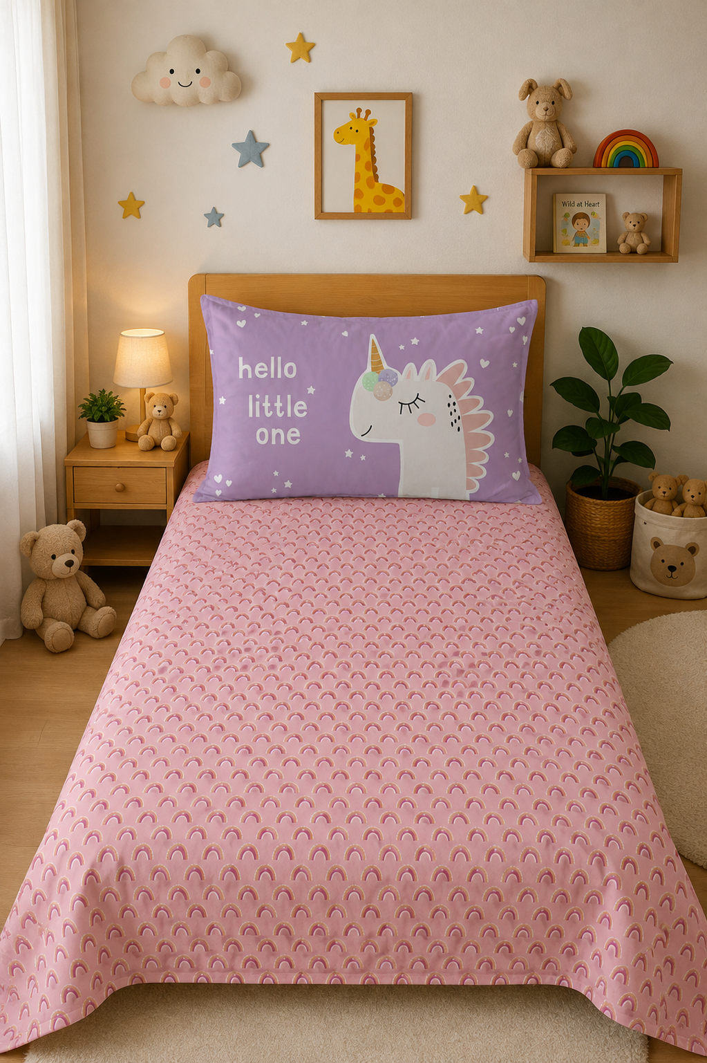 The Magical Unicorn 100% Cotton Single Bedsheet – 300 TC
