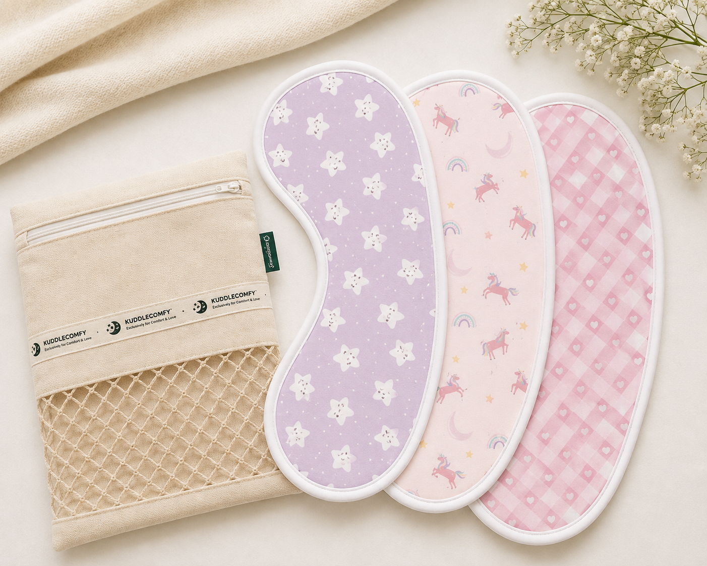 Unicorn Muslin Burp Cloth – Set of 3 | Ultra-Soft & Absorbent