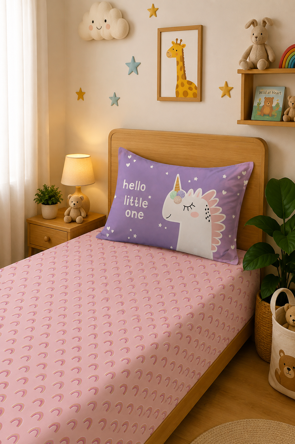 The Magical Unicorn 100% Cotton Single Bedsheet – 300 TC
