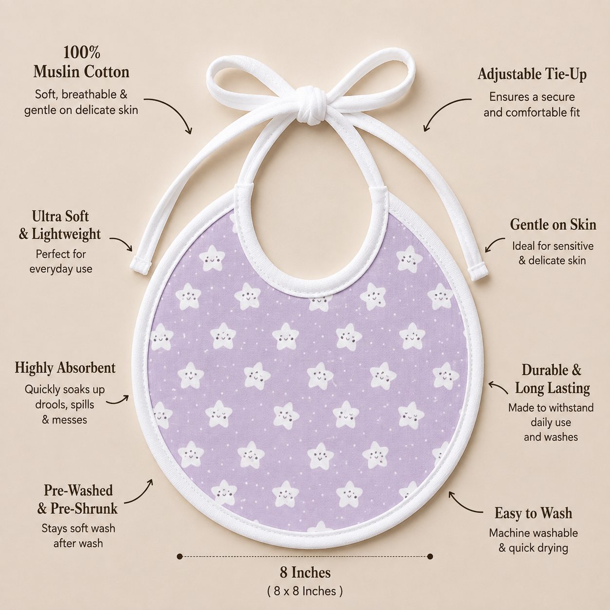 Unicorn Muslin Bib – Set of 3