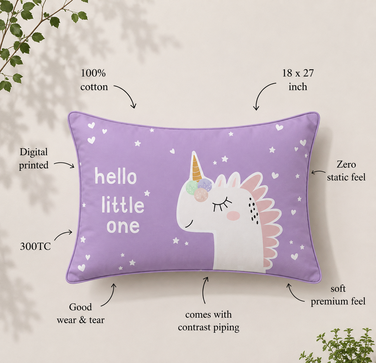 The Magical Unicorn 100% Cotton Single Bedsheet – 300 TC