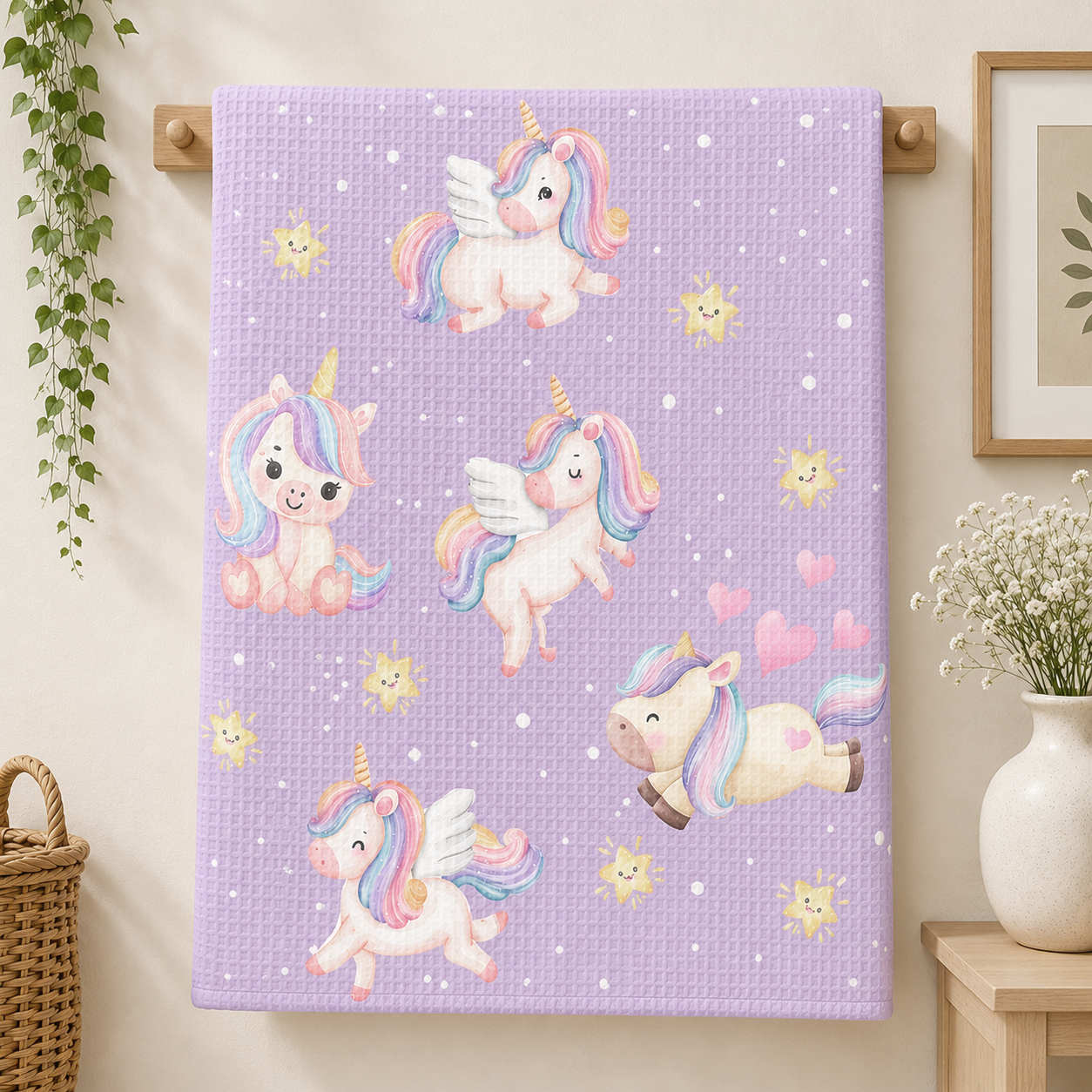Magical Unicorn Waffle Bath Towel – 100% Cotton