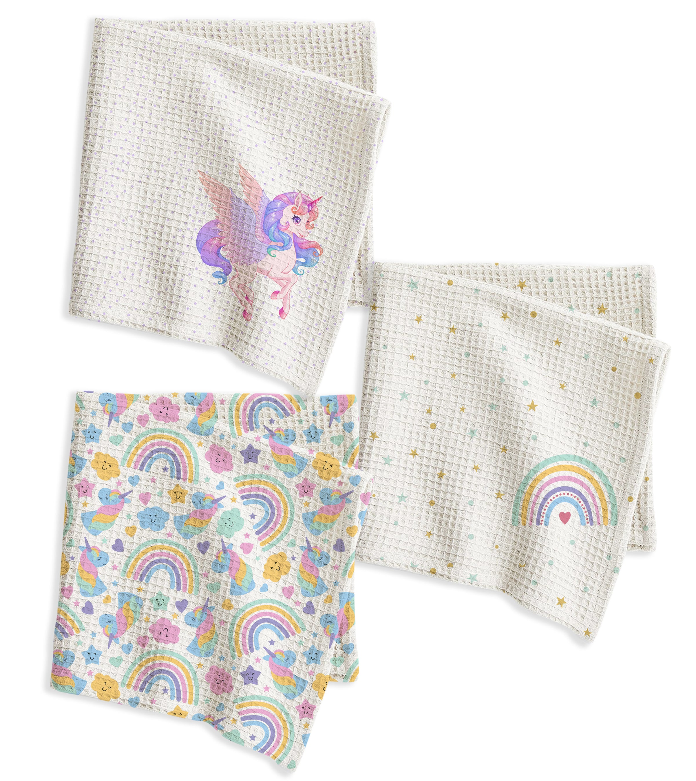 Unicorn  Waffle Cotton Hankies – Set of 3