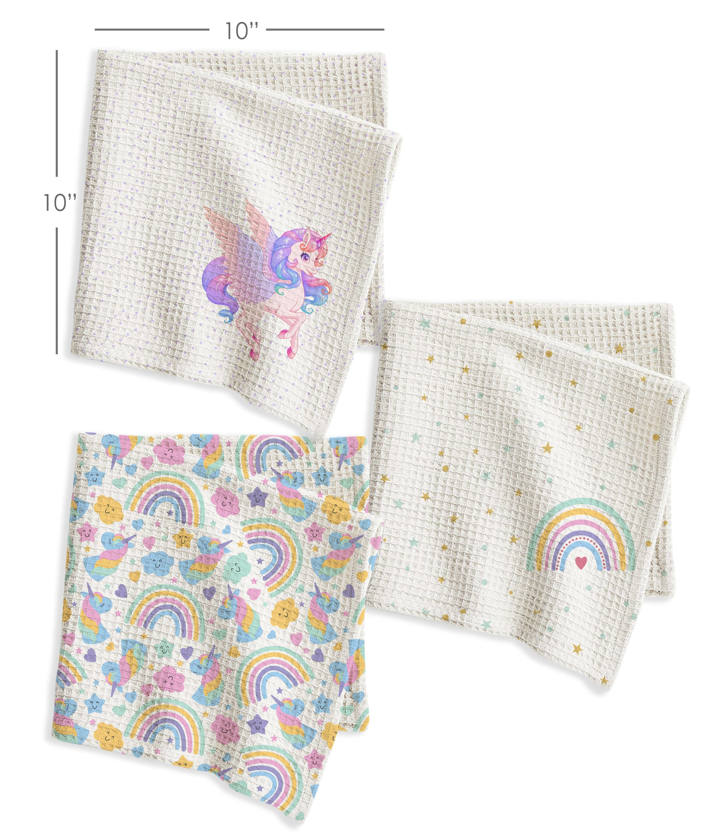 Unicorn  Waffle Cotton Hankies – Set of 3