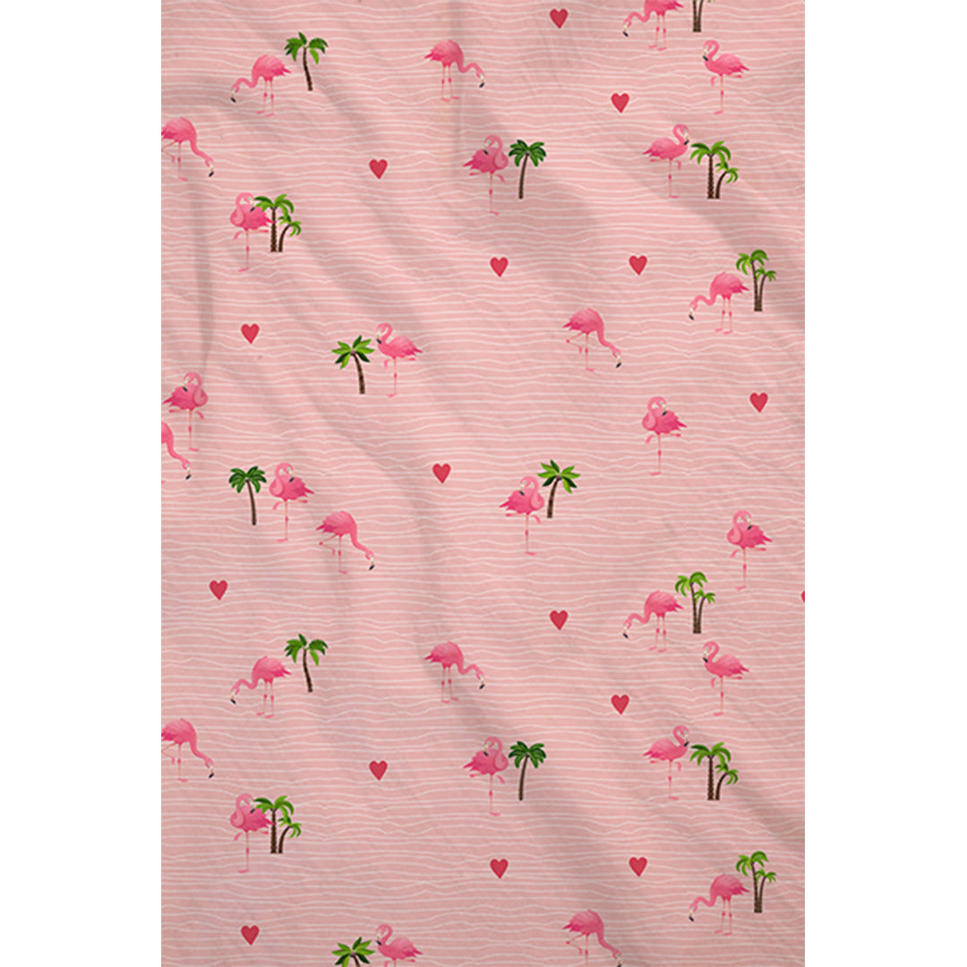 Pretty Pink Flamingo 100% Cotton Single Bedsheet – 300 TC
