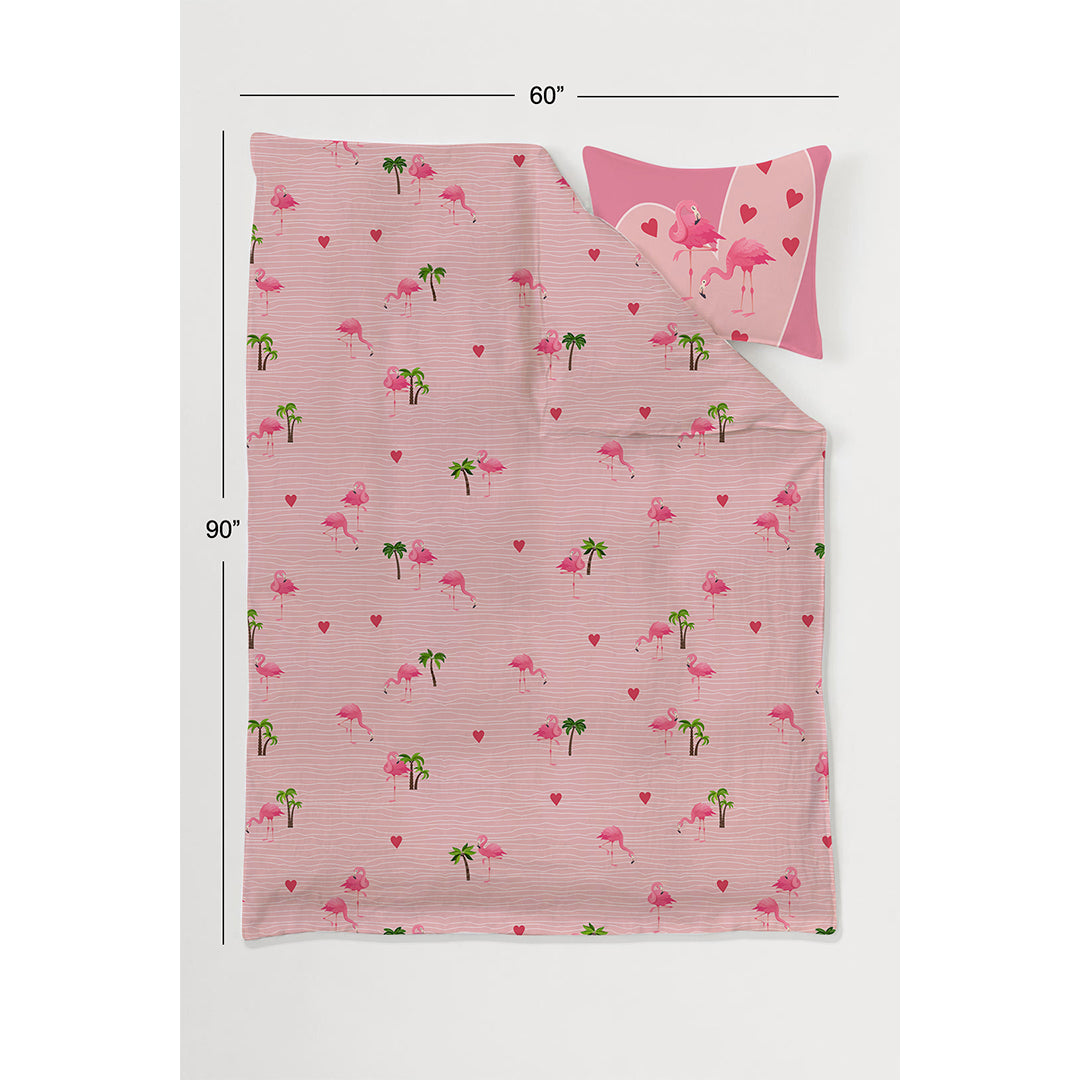 Pretty Pink Flamingo 100% Cotton Single Bedsheet – 300 TC