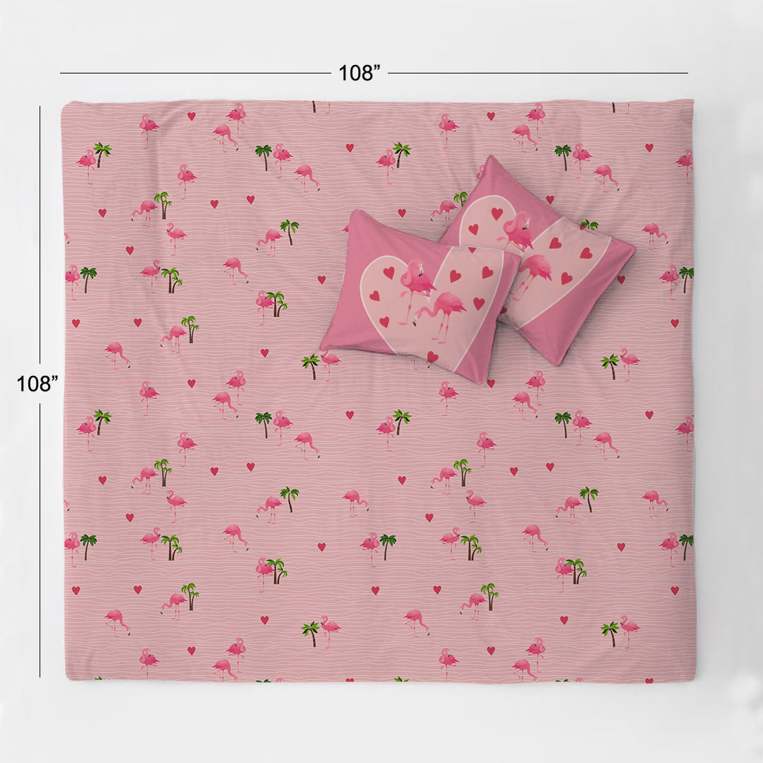 Pretty Pink Flamingo 100% Cotton Single Bedsheet – 300 TC